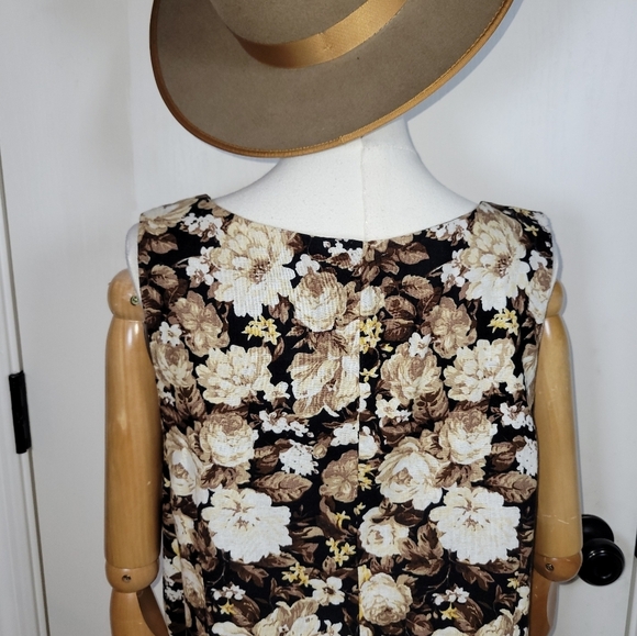 Abercrombie & Fitch Black Floral Cotton Linen Mini Dress Size XXLP Sundress - Picture 8 of 11